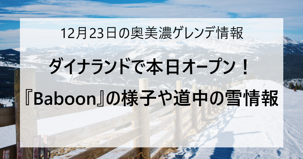 【12/23更新】奥美濃エリアのスキー場ゲレンデ情報